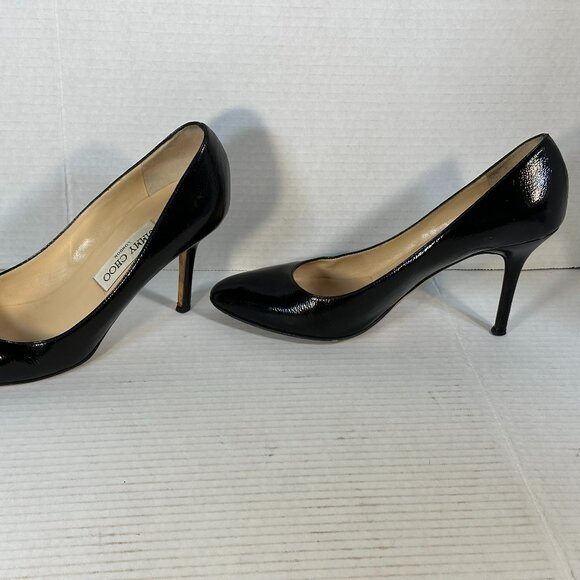 WOMEN'S BLACK JIMMY CHOO HEELS SIZE 7-1/2 - Picture 6 of 16